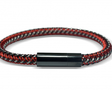 PULSERA ROJO Y NEGRO CON BROCHE NEGRO